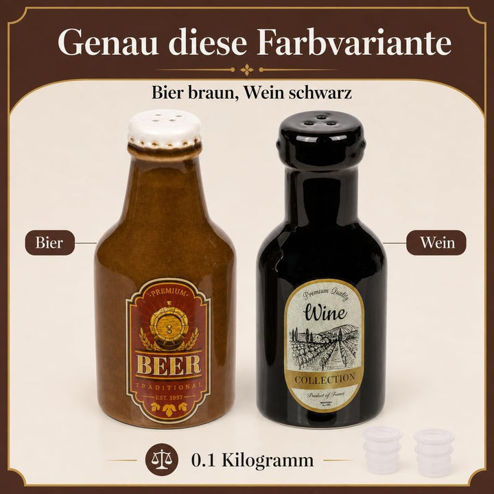MIJOMA Salz- & Pfefferstreuer Set - Stilvolles Porzellandesign, Lebensmittelecht, Einfach zu Befülle