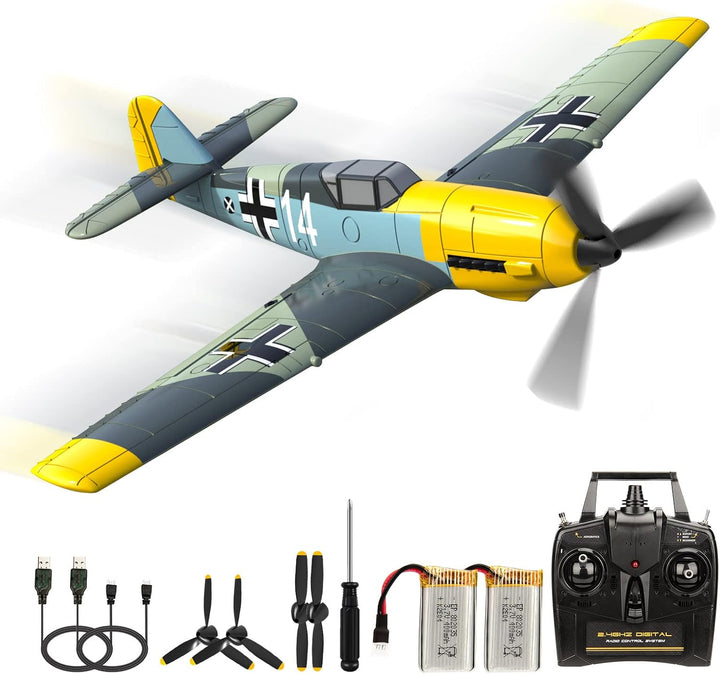 BF-109 RC Flugzeug, 2.4Ghz 4-CH Ferngesteuertes Flugzeug Warbird Aerobatics Flugzeug Spielzeug RTF m