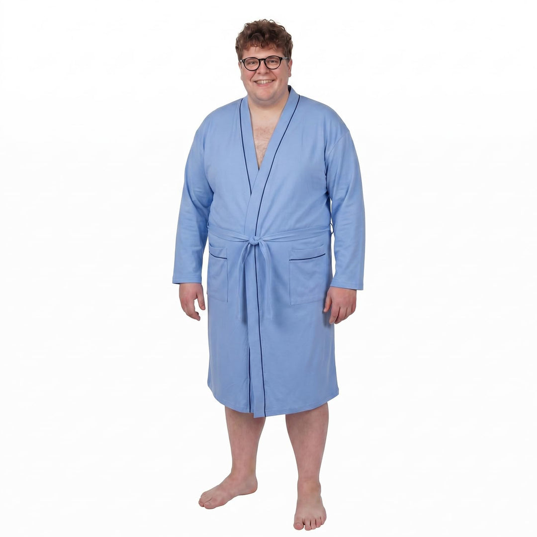 ADAMO Hausmantel, dunkelblau mit rot, XXL bis 10XL 8XL Grosse Grössen hellblau, 8XL Grosse Grössen h