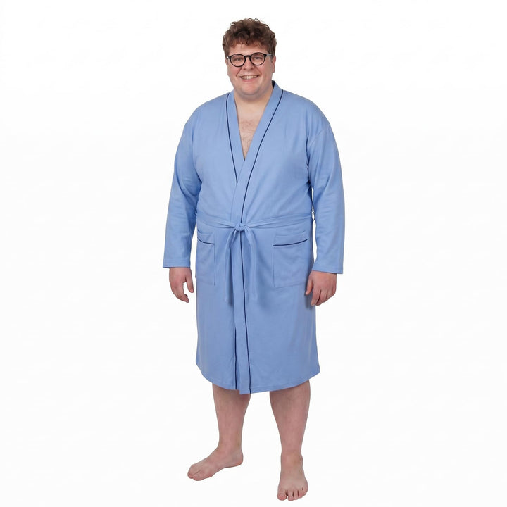 ADAMO Hausmantel, dunkelblau mit rot, XXL bis 10XL 8XL Grosse Grössen hellblau, 8XL Grosse Grössen h