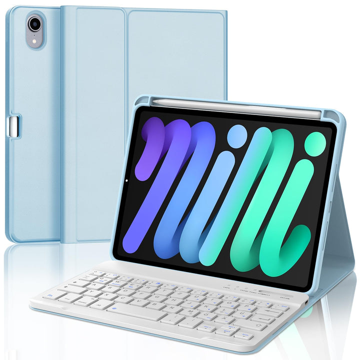 SENGBIRCH Hülle mit Tastatur für iPad mini 7 (A17Pro) 8.3" 2024 - QWERTZ Deutsche Tastatur Abnehmbar