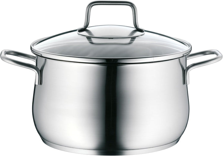WMF Brilliant Kochtopf gross 20cm, Glasdeckel, Fleischtopf Induktion 3,7l, Cromargan Edelstahl satin