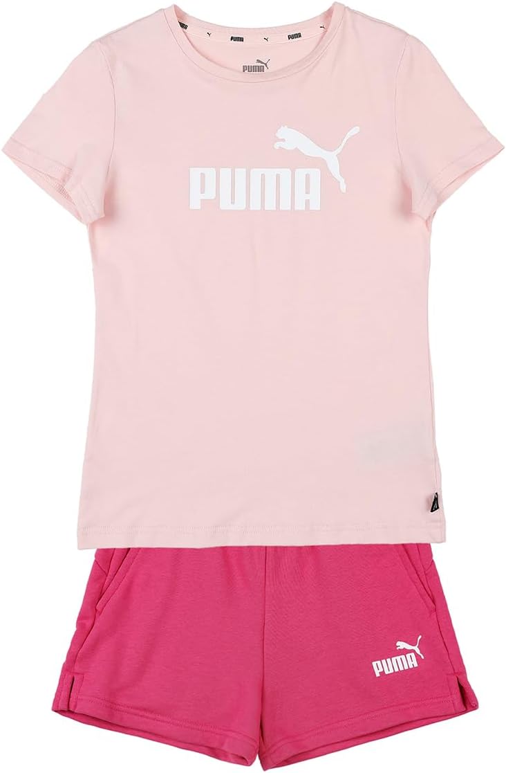 PUMA Mädchen T-shirt und Shorts mit Logo, Set G Jogginganzug 152 Rose Dust-Orchid Shadow, 152 Rose D