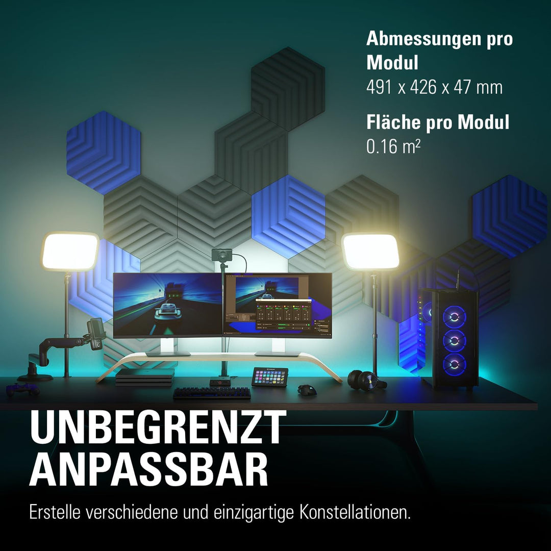 Elgato Wave Panels Starter Set (Blau) - Schalldämmende Module, Dual-Density-Schaumstoff, einzigartig