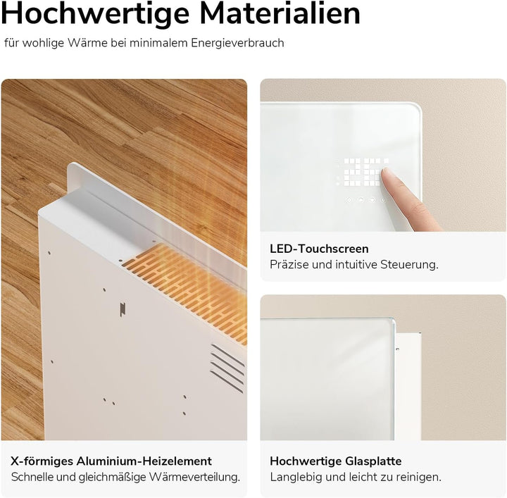 EMKE Smart Elektroheizung 2000W, Glaskonvektor-Heizung Elektrisch mit WLAN & App-Steuerung, Elektroh