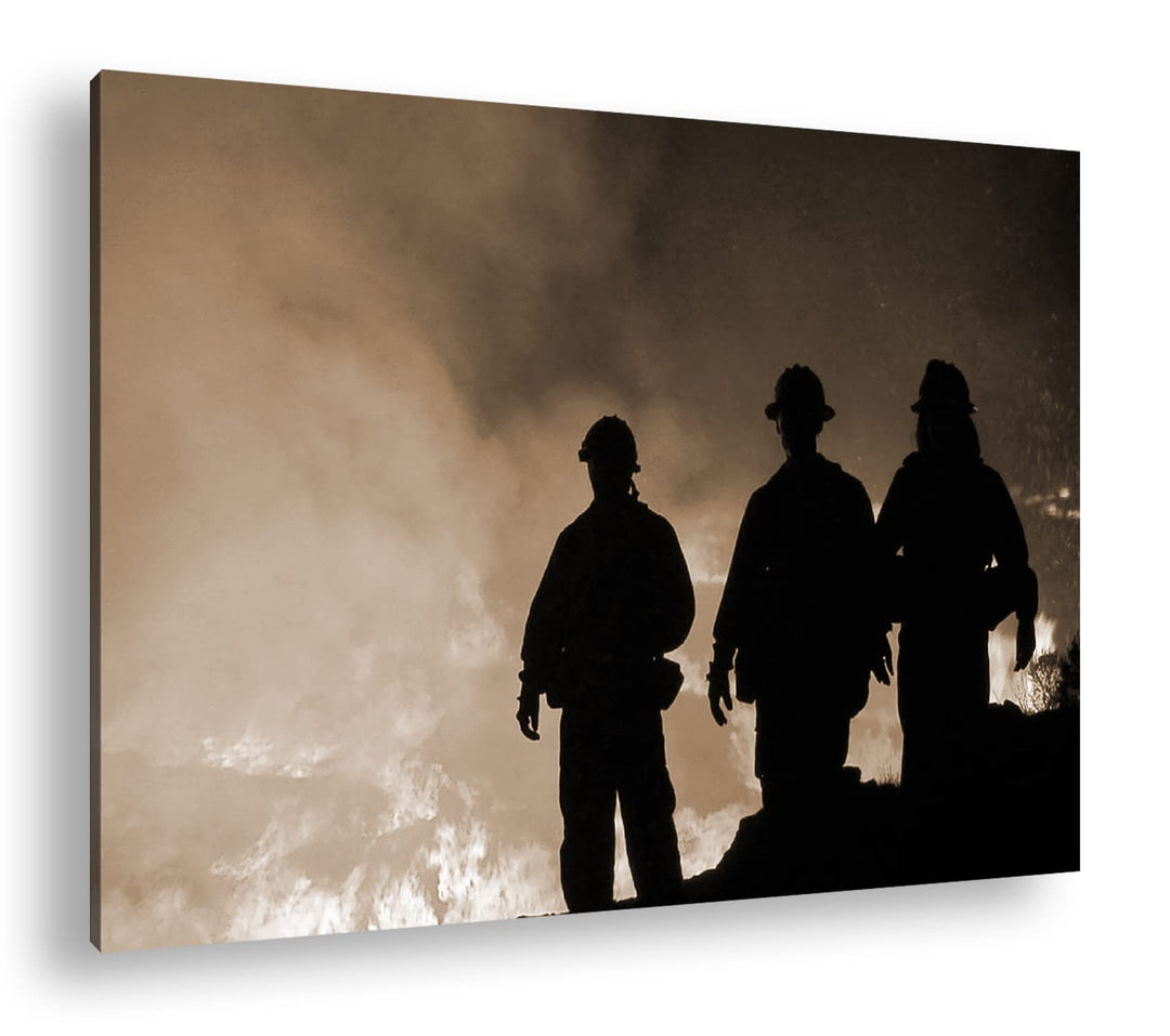 deyoli Lauffeuer Feuerwehr im Einsatz Format: 100x70 Effekt: Sepia als Leinwandbild, Motiv fertig ge