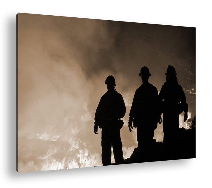 deyoli Lauffeuer Feuerwehr im Einsatz Format: 100x70 Effekt: Sepia als Leinwandbild, Motiv fertig ge