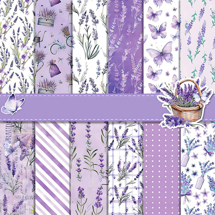 Scrapbook Papier Lila Blumen Muster Scrapbook Bastelpapier, 30x30 cm Scrapbooking Papier Motivpapier