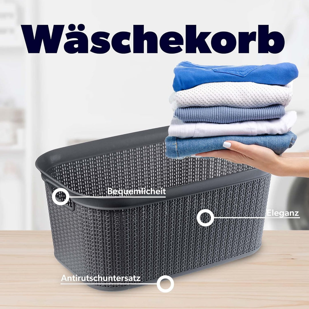 KADAX Wäschekorb, multifunktionaler Korb, 27 L, Wäschetruhe aus Kunststoff, Aufbewahrungskorb, Wäsch