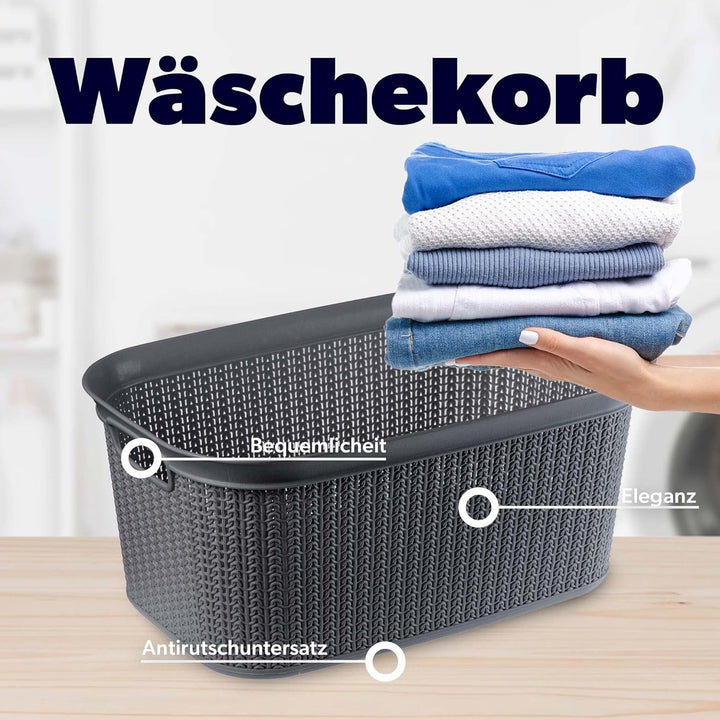 KADAX Wäschekorb, multifunktionaler Korb, 27 L, Wäschetruhe aus Kunststoff, Aufbewahrungskorb, Wäsch