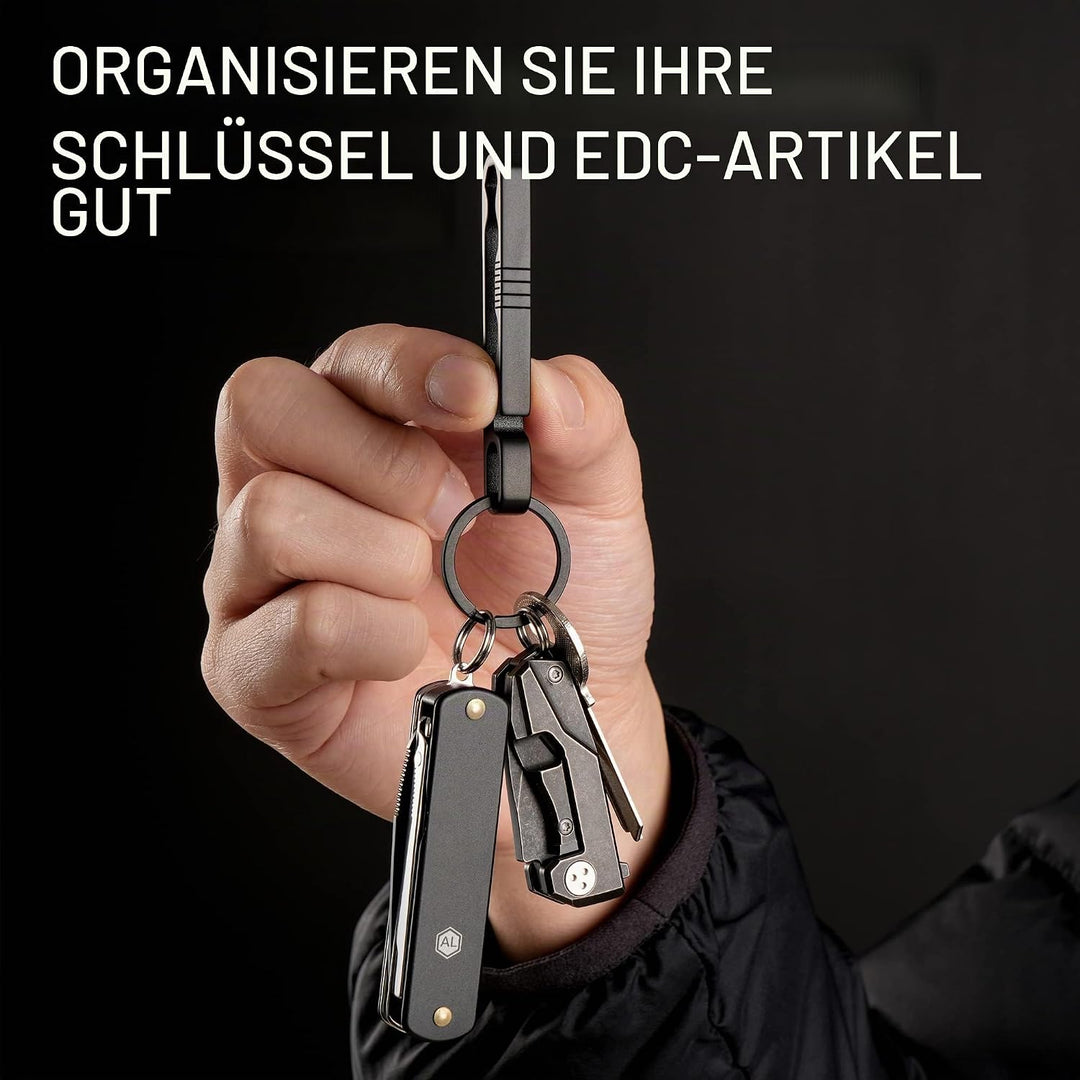 KeyUnity KM07 Titan-Schlüsselanhänger, Taschenclip, 2-in-1-Schlüsselringhalter für Gürtel mit Sechsk
