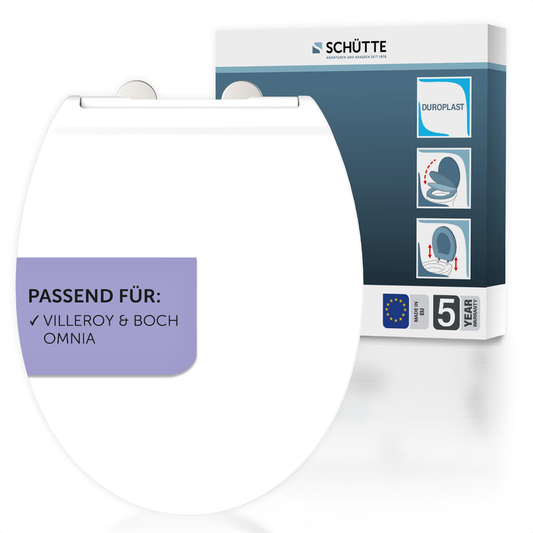 SCHÜTTE WC-Sitz passend zu Villeroy & Boch OMNIA, mit Absenkautomatik made in EU, Abnehmbarer Klodec