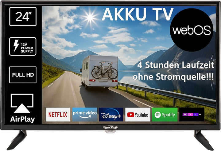 Reflexion LEDA24OSBT Smart LED Akku Fernseher powered by webOSHub, 60 cm/24 Zoll, Camping/Wohnmobil/