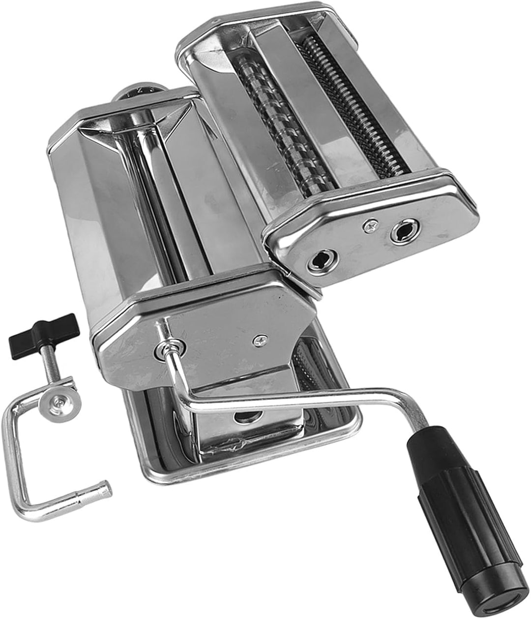Nudelmaschine, Pizzateig-Roller, Teigroller aus Edelstahl mit Handkurbel, Teigausrollmaschine mit 7