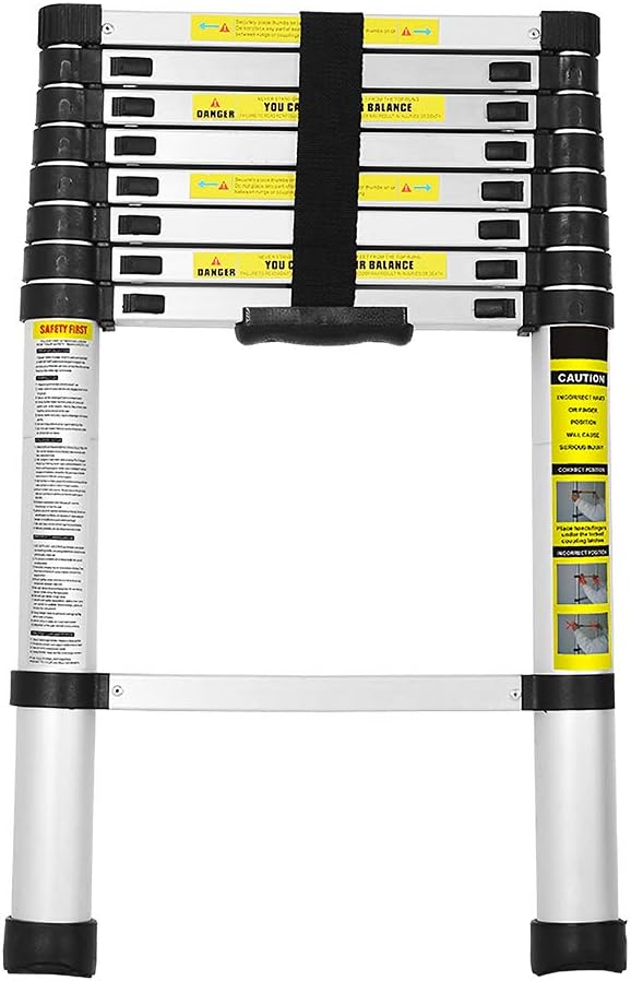 Eulenke 2,6M Teleskopleiter - Rutschfester Multifunktionsleiter 150 kg Belastbarkeit - Aluleiter Hau
