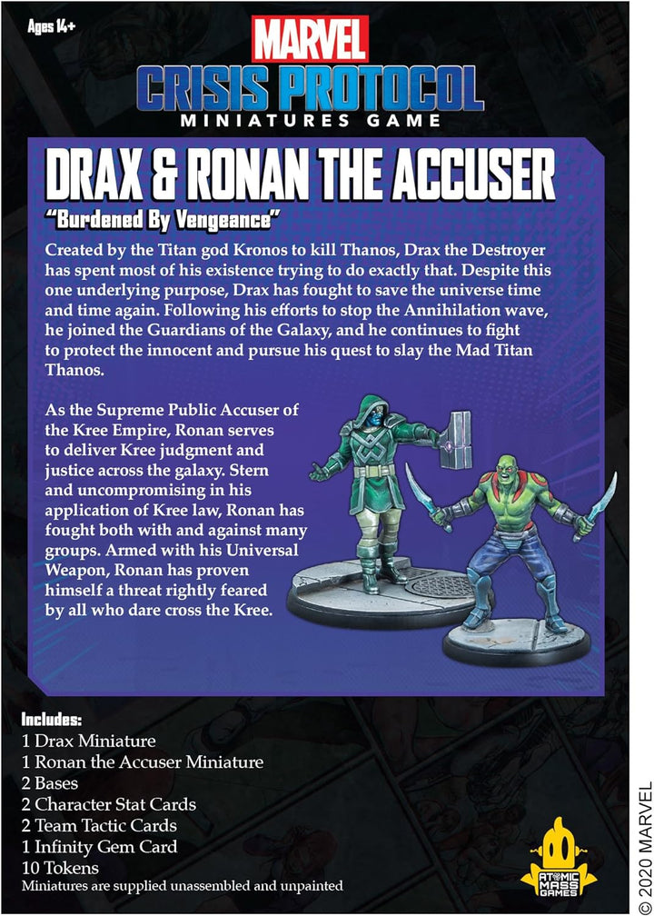 Atomic Mass Games , Marvel Crisis Protocol: Character Pack: Drax and Ronan The Accuser, Miniatures G