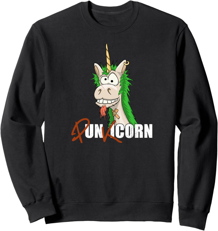 Punkicorn Provokation Punk-Einhorn mit Irokese Punkrock Sweatshirt
