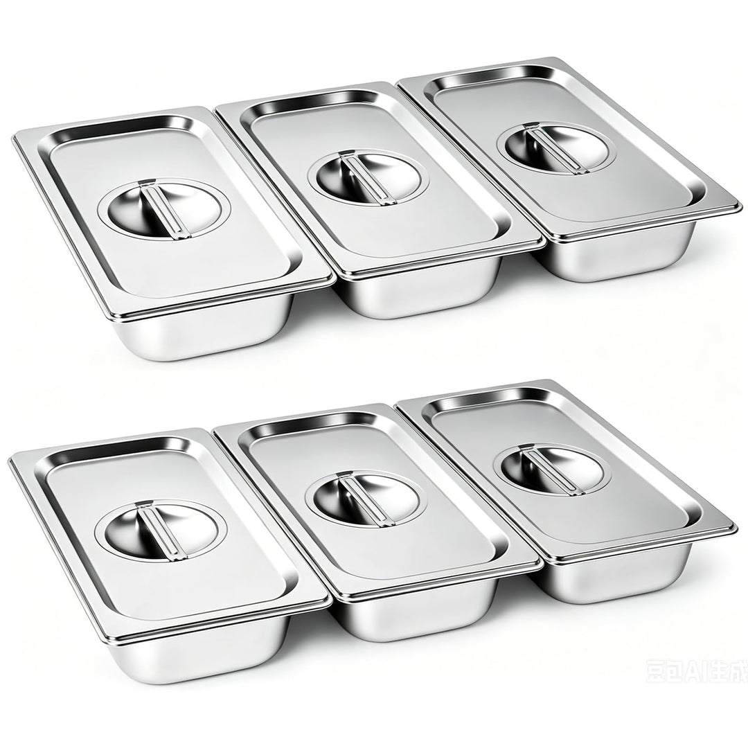 Panierschalen Set 6-teilig mit Deckel, GN 1/3 Behälter aus Edelstahl