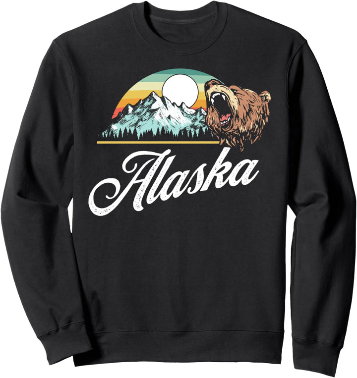 Alaska Retro Roaring Grizzly 80's Style Graphic Sweatshirt