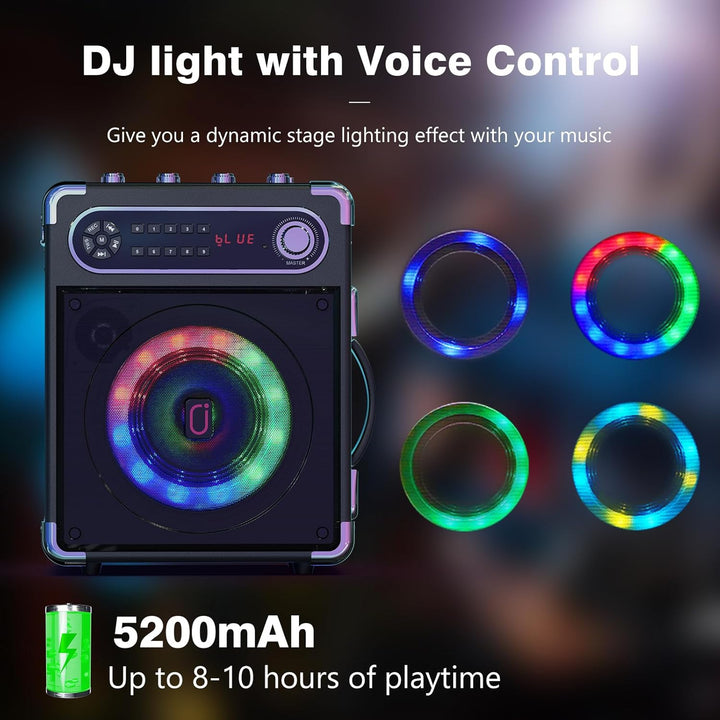 JYX Karaoke Maschine, Karaoke Anlage mit 3 Mikrofonen, Tragbare Bluetooth Lautsprecher für Erwachsen