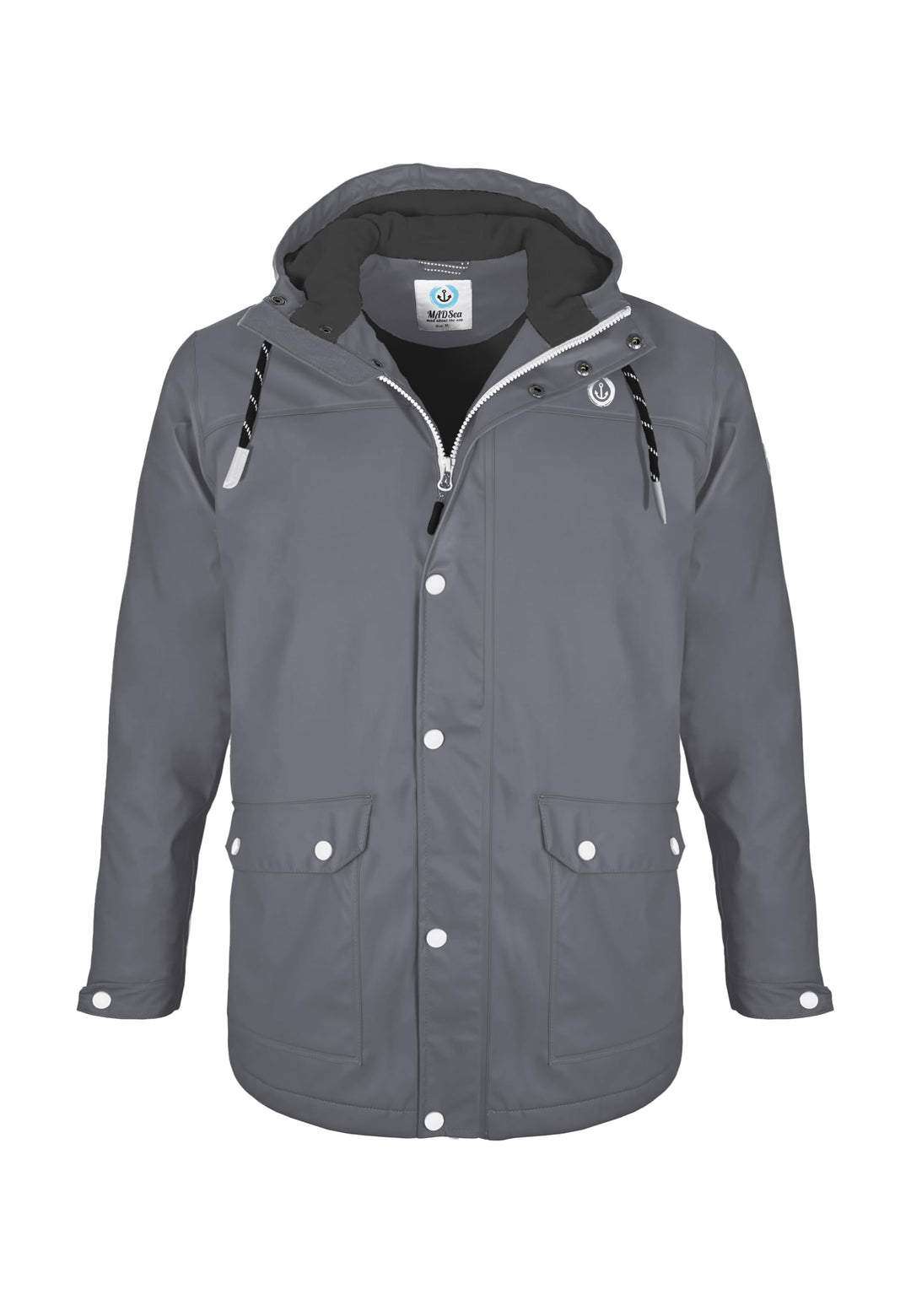 MADSea Herren Regenjacke Friesennerz warm mit Fleece gefüttert S Grau, S Grau