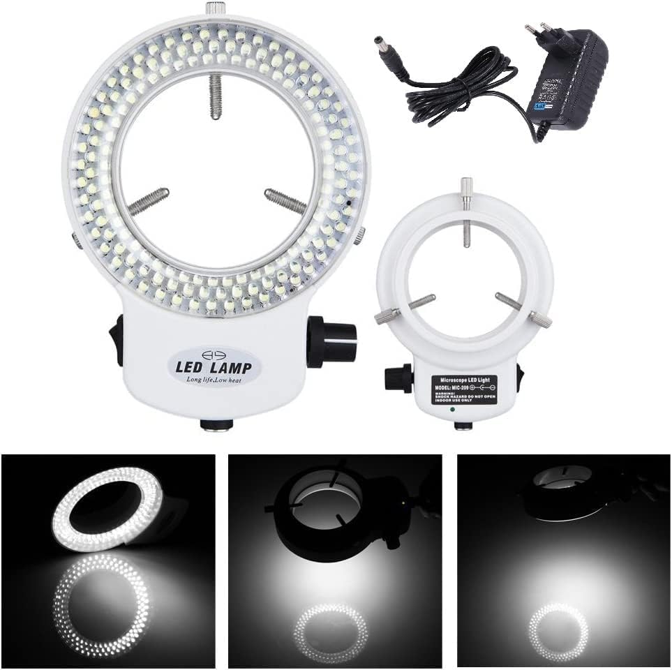Tiamu 144 LED Stereomikroskop Kamera Ringleuchte, Super Helligkeit LED Perlen Ringleuchte 0-100% Ein