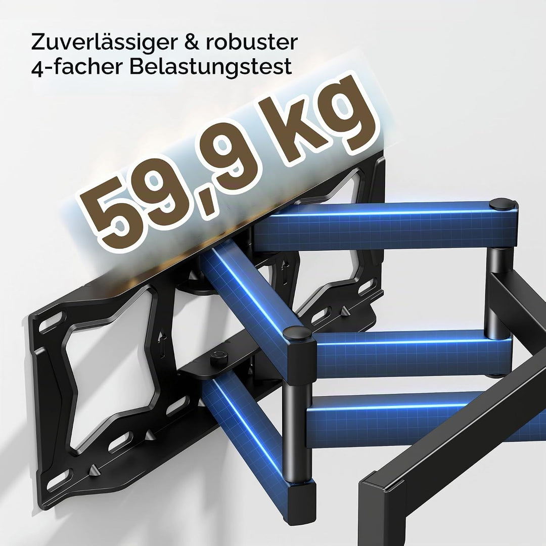 XINLEI Ultraflache TV-Wandhalterung für die meisten 37-86 Zoll Flachbild-/Curved-TVs bis 60 kg, Schw