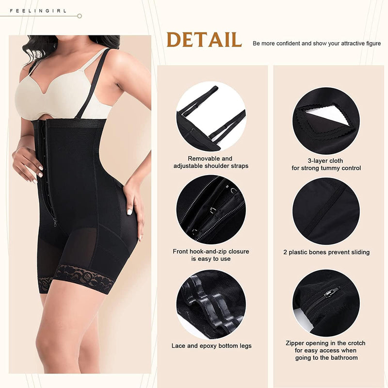 FeelinGirl Miederhose Damen Bauchweg mit Reissverschluss Bauchkontrollhose mit Hoher Taille Shapewea