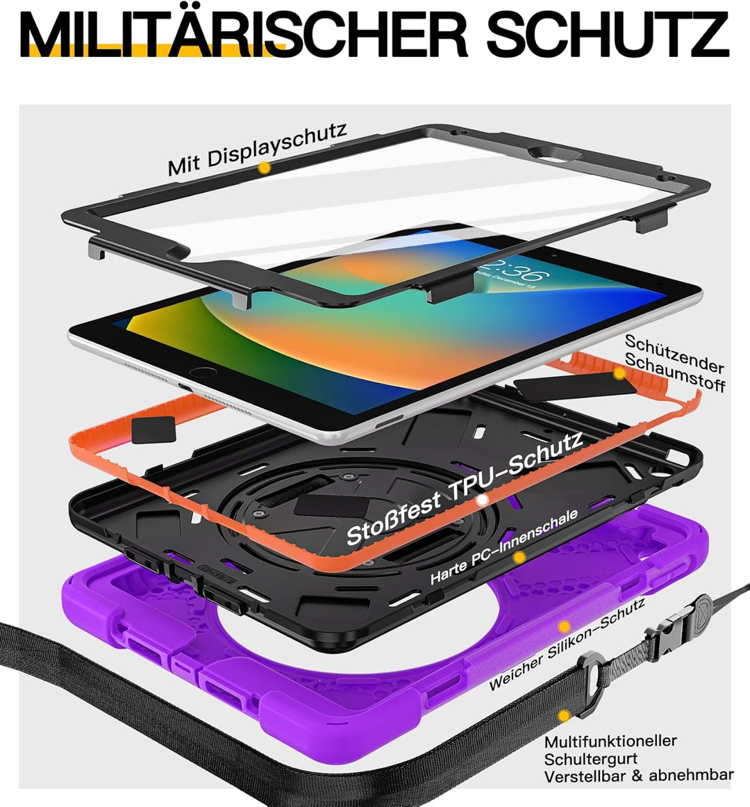BRAECN Hülle für iPad 10.2 Zoll (iPad 9./8./7. Generation), Robuste Stossfeste Schutzhülle mit Stift