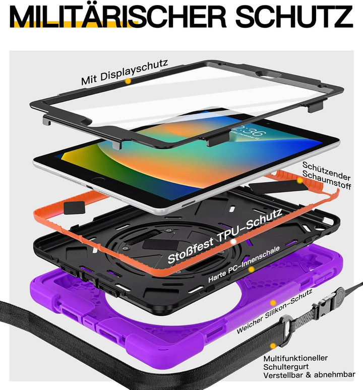 BRAECN Hülle für iPad 10.2 Zoll (iPad 9./8./7. Generation), Robuste Stossfeste Schutzhülle mit Stift