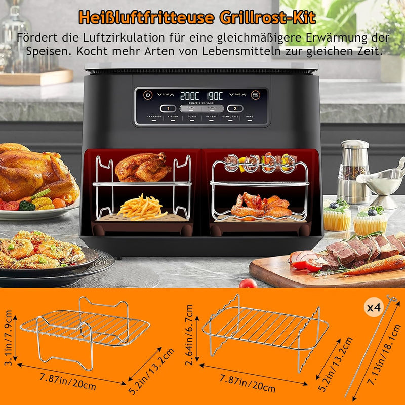 MILFECH Heissluftfritteuse Zubehör Airfryer Zubehör für Ninja Foodi AF300EU AF400EU 7.6L-9.5L und me