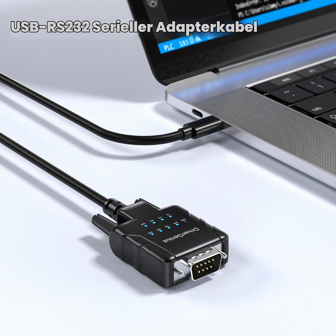 DriverGenius 1-Port USB-C zu Seriell RS232-(DB9) Adapter Konverter Compatibel mit Windows 11, macOS