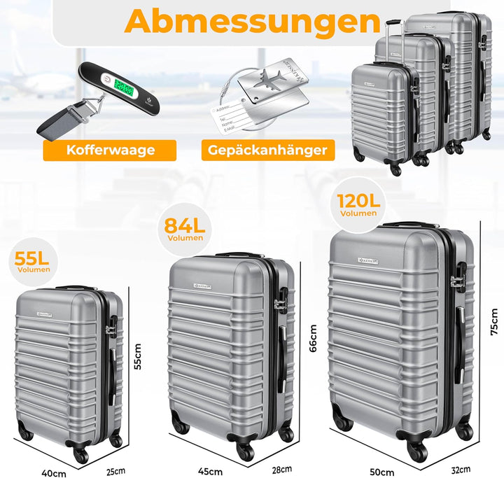 KESSER® 3tlg. Hartschalenkofferset Hartschalenkoffer Trolley Koffer Reisekoffer Reisekofferset Gepäc