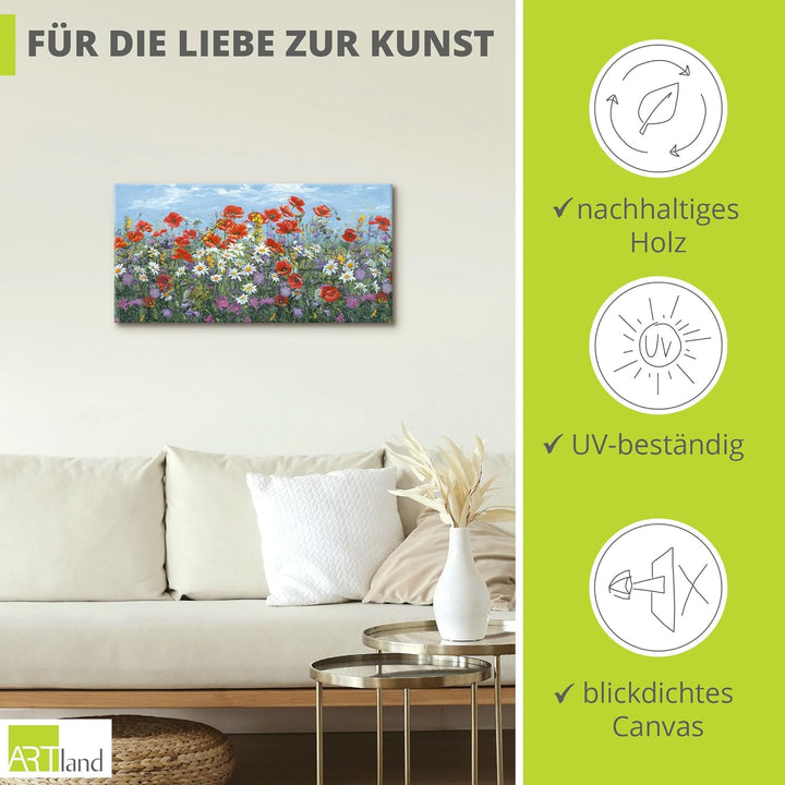 ARTland Leinwandbilder Wandbild Bild auf Leinwand 100 x 50 cm Botanik Blumenwiese Malerei Bunt A7SR
