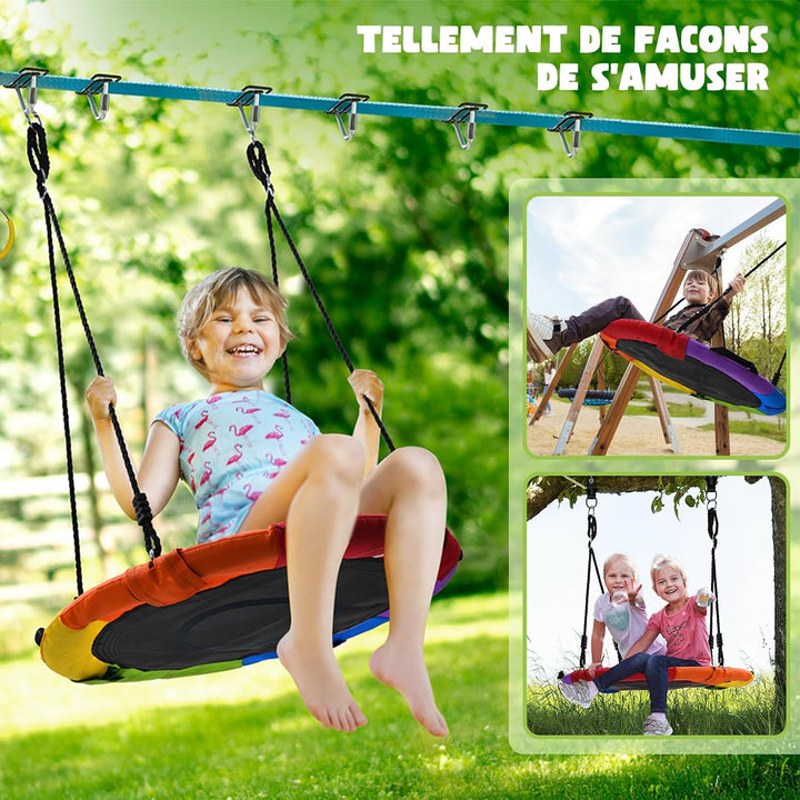 Hapfan Kinder-Slackline, Outdoor-Ninja-Parcours für Kinder mit Schaukel