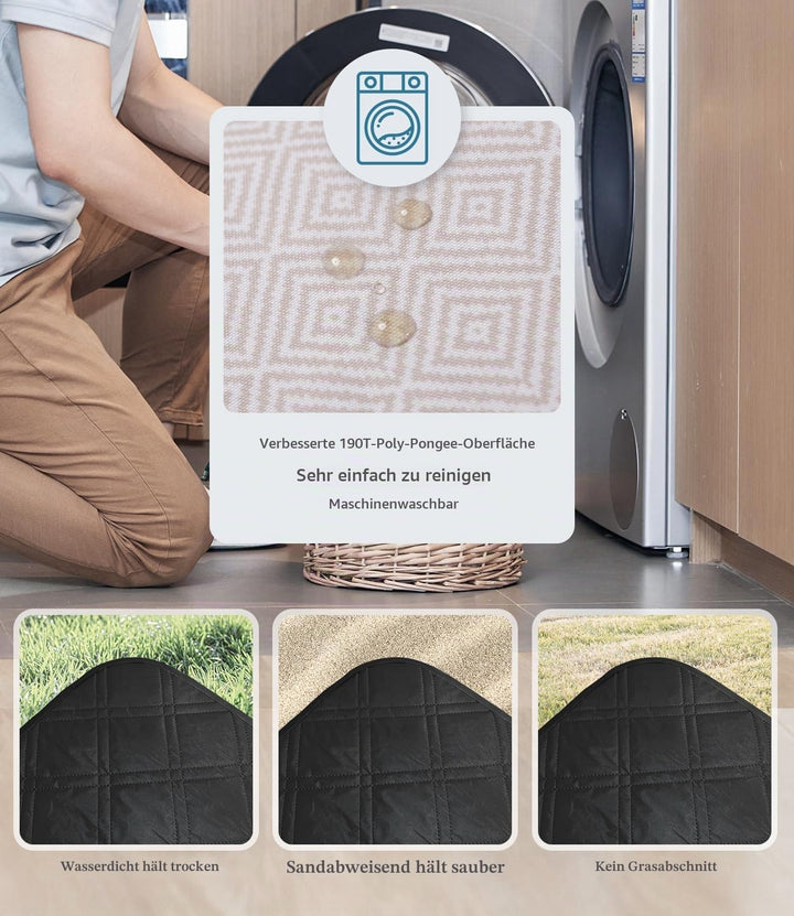 DEWUR Picknickdecke wasserdicht waschbar, Stranddecke Sandfrei XXL Campingdecke Strandmatte isoliert