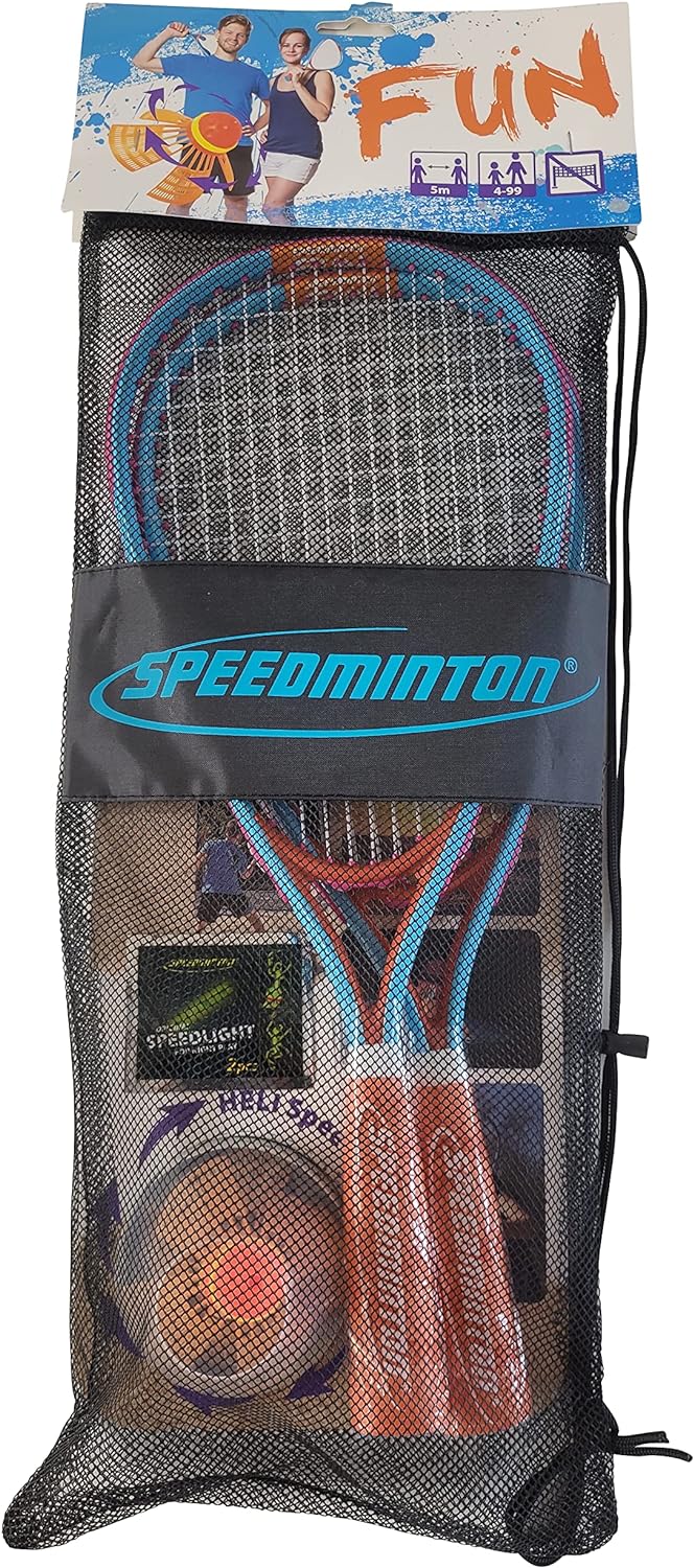 Speedminton FUN Set - Alternative zu Beachball/Federball inkl. 2 HELI Speeder für Strand, Park, Gart
