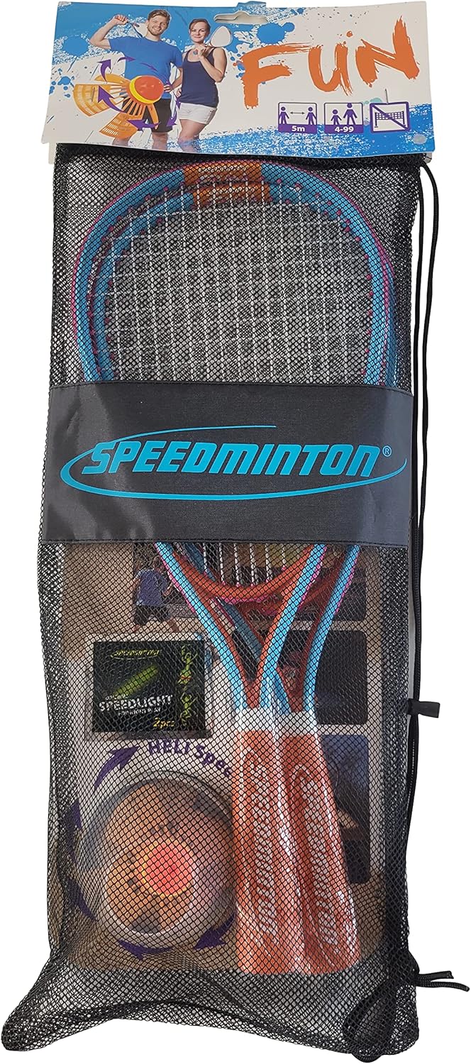 Speedminton FUN Set - Alternative zu Beachball/Federball inkl. 2 HELI Speeder für Strand, Park, Gart
