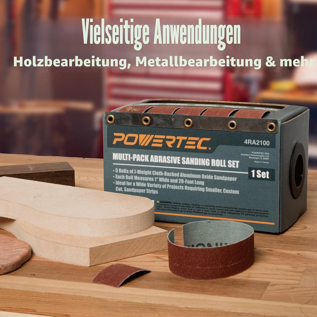 POWERTEC 4RA2100 Schleifpapierrollen für die Automobil-/Holzbearbeitung | Schleifpapierspenderbox mi
