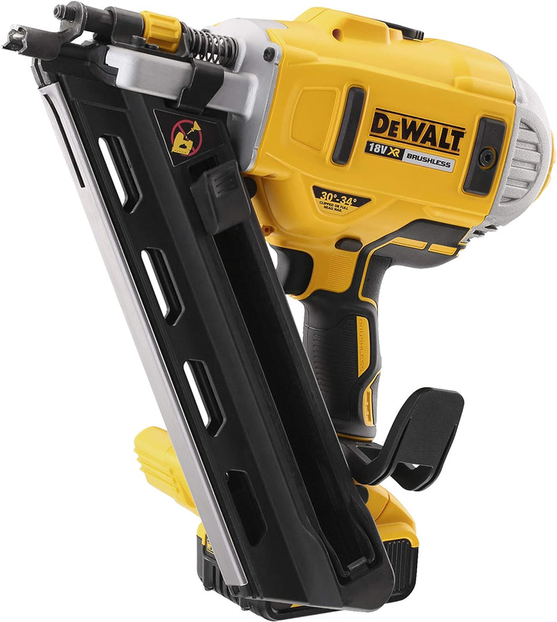 DeWalt Zwei-Stufen-Akku-Nagler (18V, 5Ah, bürstenlos, kompakt und kabellos, für 90mm-Nägel,, inkl. Z