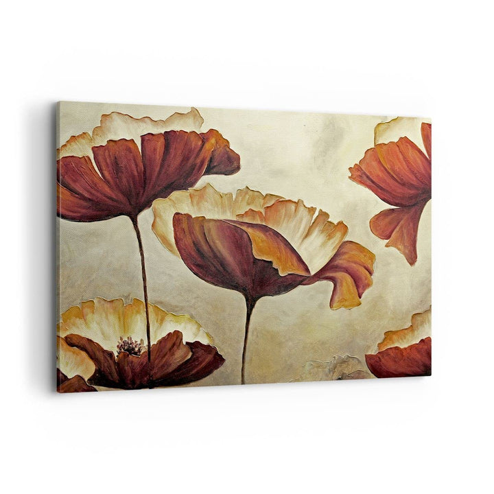 Bilder auf Leinwand 100x70cm Leinwandbild mit Rahmen Mohn Blume Wiese Gross Wanddeko Bild Schlafzimm