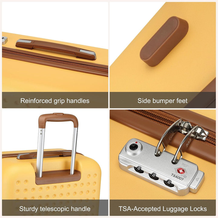 KONO Koffer Reisekoffer Trolley Kofferset 4 Teilig von ABS+PC Hartschalenkoffer mit TSA-Schloss, 4 R