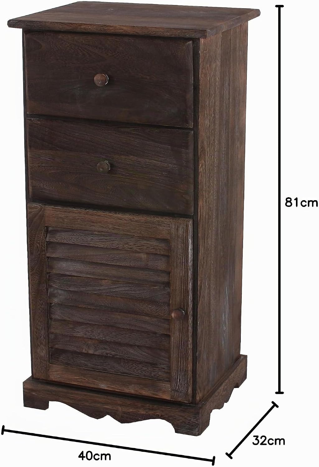 Mendler Kommode Schrank, 81x40x32cm, Shabby-Look, Vintage - braun