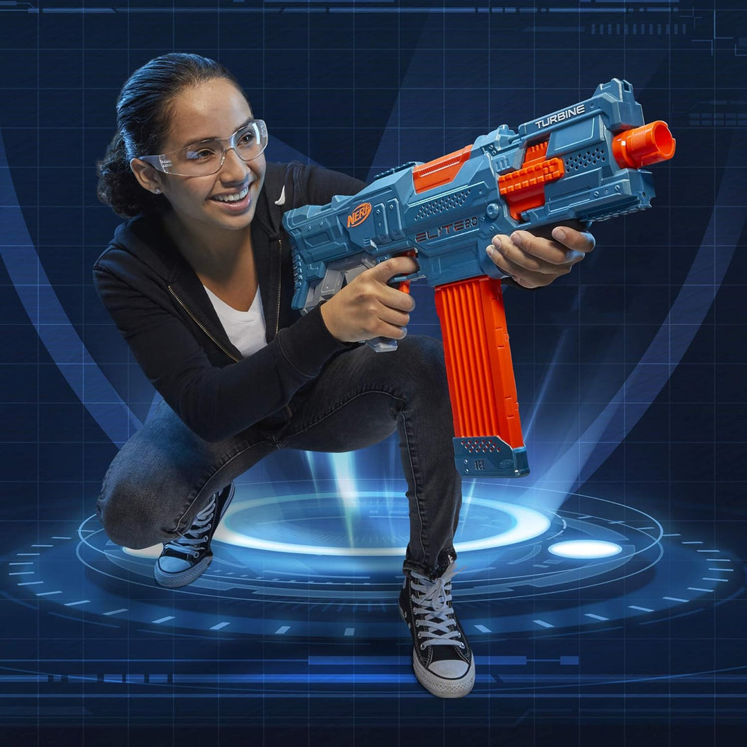 Nerf Elite 2 Turbine CS-18 motorisierter Blaster, 36 Nerf Darts, 18-Dart Clip-Magazin, mit Erweiteru