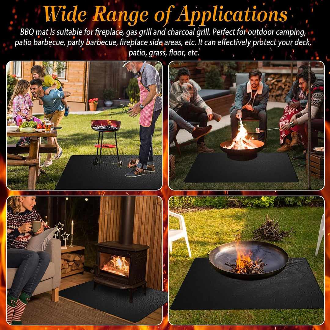 Feuerfeste Unterlage Grill, 100x150cm Matte Outdoor, Hitzebeständig bis zu 850℃, Hitzeschutzmatte Kü
