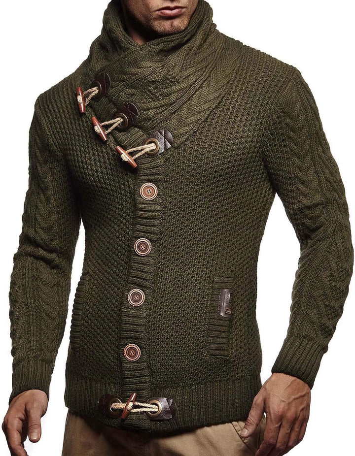 Leif Nelson Herren Strickjacke mit Knöpfen in Regular Fit, Männer Cardigan in Langarm Design, ideal