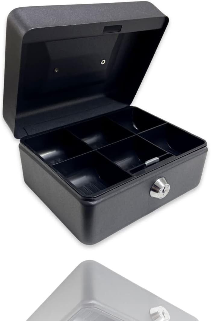 Requisite Needs Metall-Spardose, 15,2 cm, Stahl, für Bargeld, Pfand, mit Schloss, 2 Schlüssel für Si