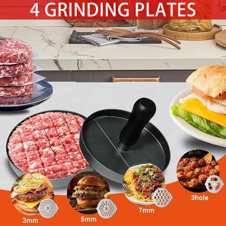 Fleischwolf Aufsatz, Kitchen Aid Zubehör aus Edelstahl mit 4 Mahlscheiben 3 Wurstfüllrohre 3 Klingen