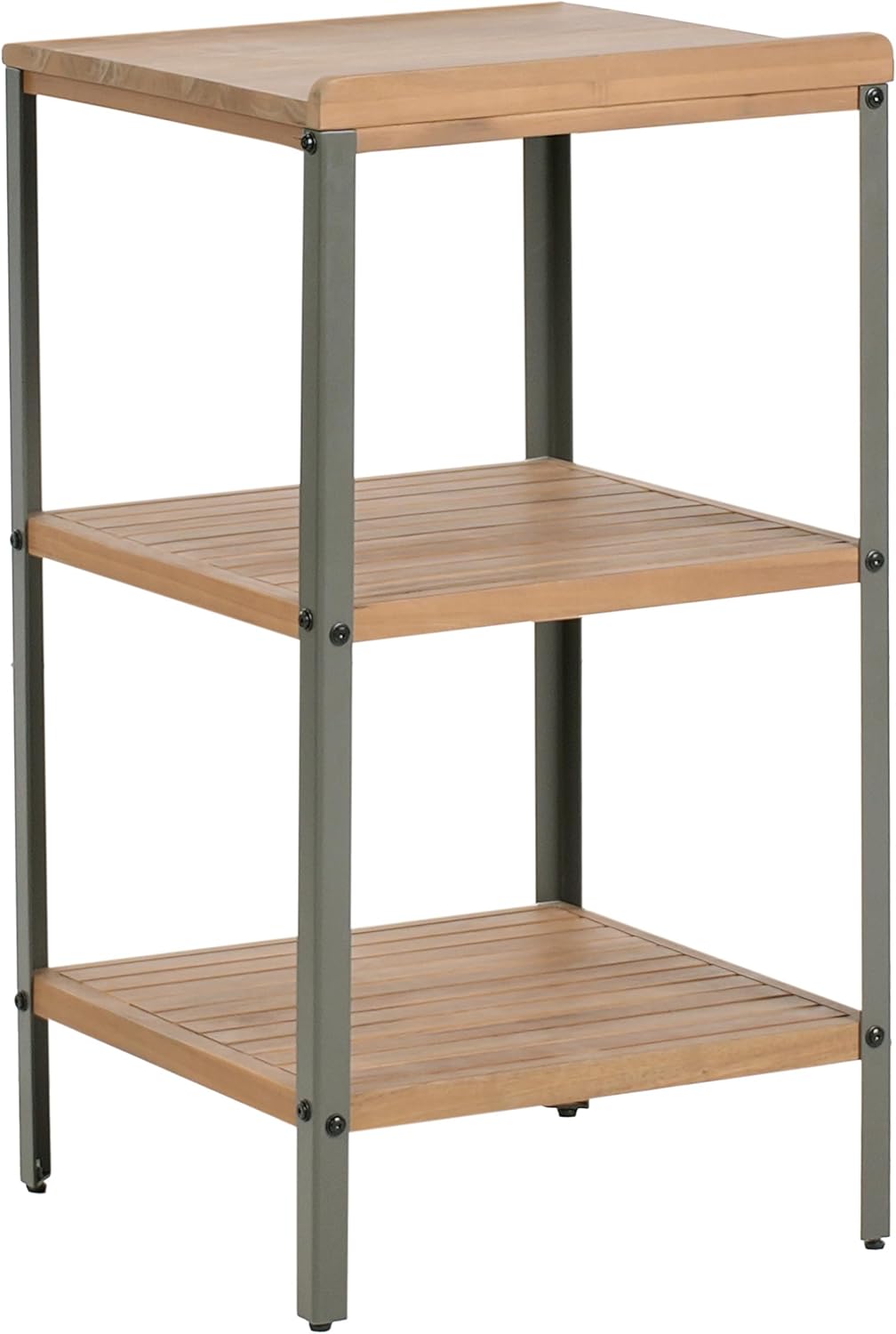 Beliani Outdoor-Kücheninsel zertifiziertes Holz braun schmal 50x50 cm mit Regalen Ivrea
