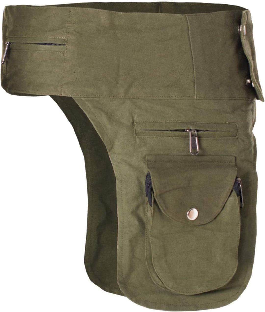 Vishes Hippie Pixie Doppel Holster Hüfttasche Bauchtasche Sidebag Gürtel-Tasche Damen Herren Olive,